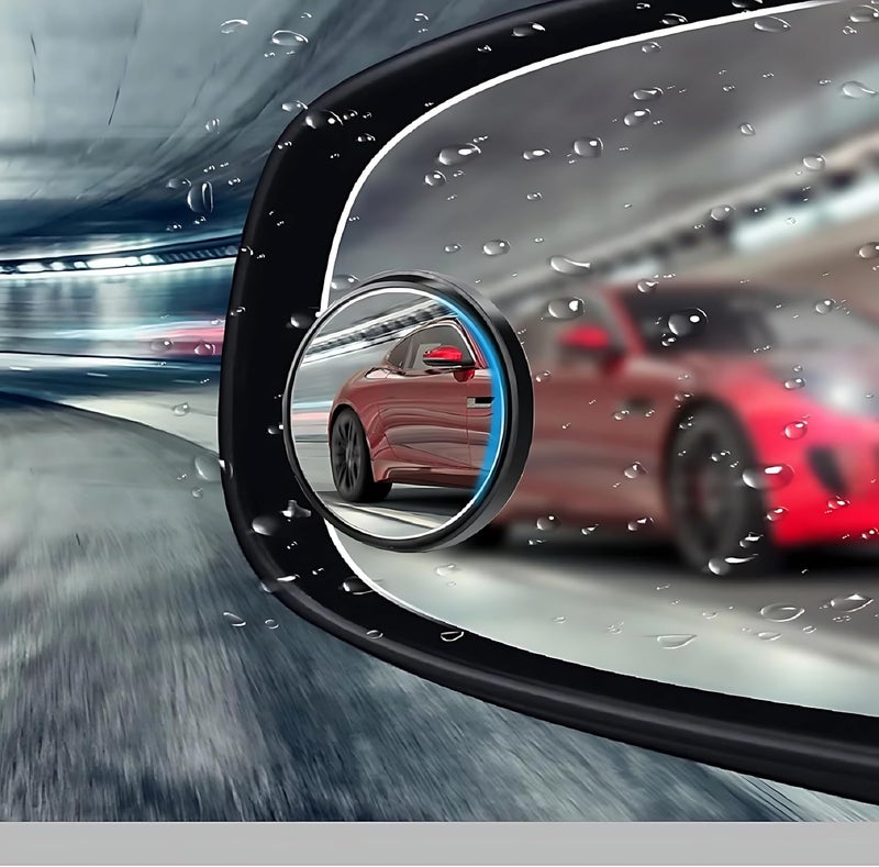 Biki Blind Spot Mirror HD Glass Frameless Convex Rear View Mirror, 5 cm Round, Pack of 2 - Image 1