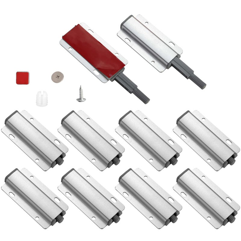Redunest Push to Open Door Latch 10 Pack Magnetic Push Latches Adhesive Heavy Duty Touch Latch Hardware for Push to Open Magnetic Door Catch for Cabinet Drawer Wardrobe Kitchen Door