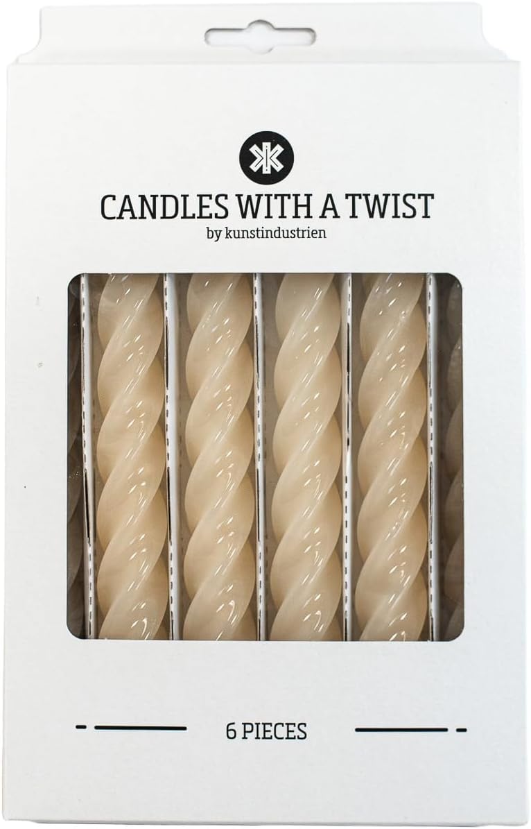 شموع “Candles with a Twist®”， مصنوعة في إيطاليا، متوفرة بـ 25 لونًا، شموع للعشاء، شموع ملتوية تحترق لمدة 5 ساعات، شموع مخروطية الشكل، مطلية، مجموعة هدايا من الشموع بدون رائحة، 6 قطع. الحجم: 2.2 × 21 سم (لون العاج). - Image 2