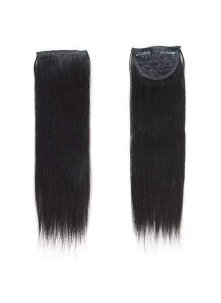 Estelle Estelle 2 Pieces Black Human Hair Clip in Hair Extensions 14inch,Straight Hairpiece About 25g/pc, Cand Be Dyed  - Image 2
