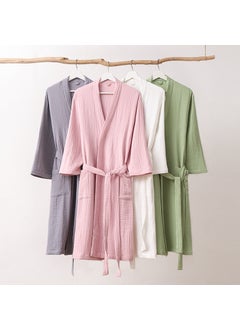 Generic Pure Cotton Soft Skin-Friendly Bathrobe Gray kimono collar (three layers of gauze) 