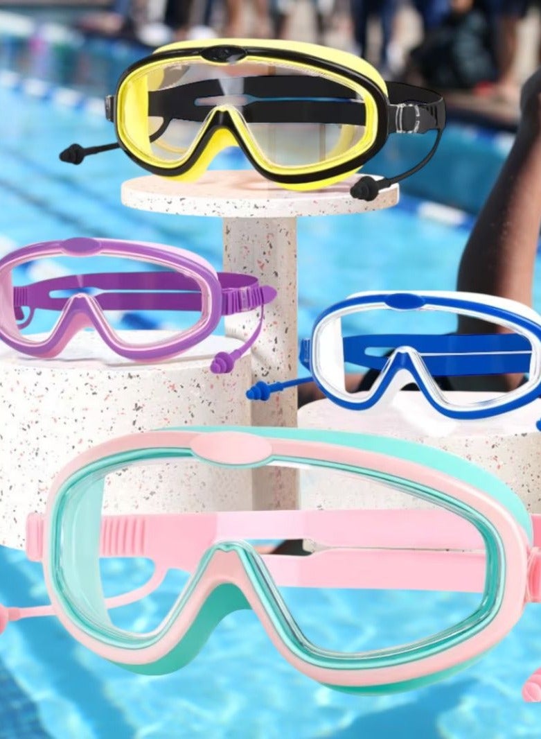 طقم سباحة للأطفال مكون من قطعتين - نظارات واقية كبيرة مضادة للضباب وسدادات أذن من السيليكون قابلة لإعادة الاستخدام، مثالية للأعمار من 3 إلى 12 عامًا، لدروس السباحة في حمام السباحة والشاطئ - Image 3