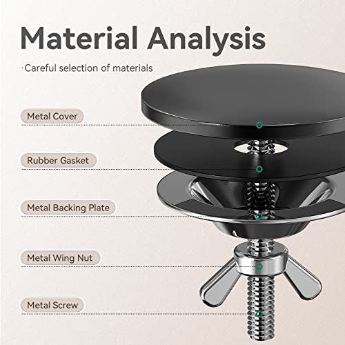 Ullnosoo Sink Hole Cover Black, Stainless Steel Metal 2" Kitchen Faucet Hole Cover Tap Hole Plug Matte Black for Leakage Prevention - Image 2