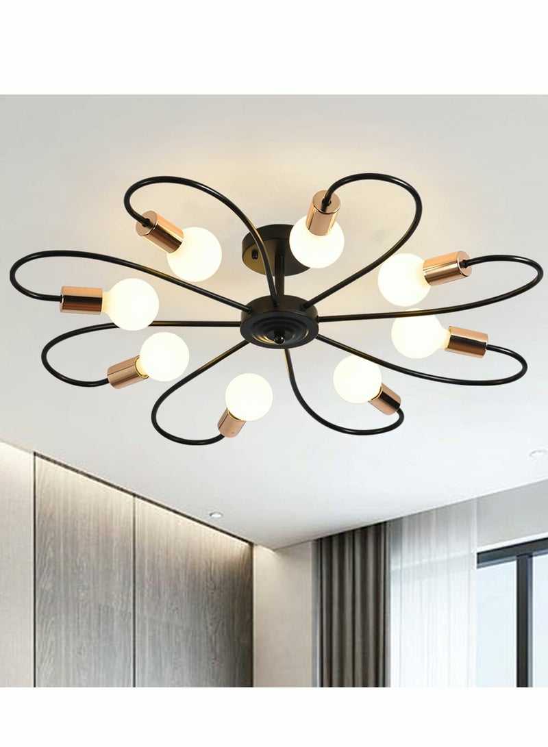 MIXDE 8-Light Semi Flush Ceiling Light Modern Sputnik Chandeliers Mid-Century Metal Pendant Lighting Industrial Vintage Ceiling Lamp Fixture for Kitchen Dining Living Room Bedroom（Bulb not included） - Image 1
