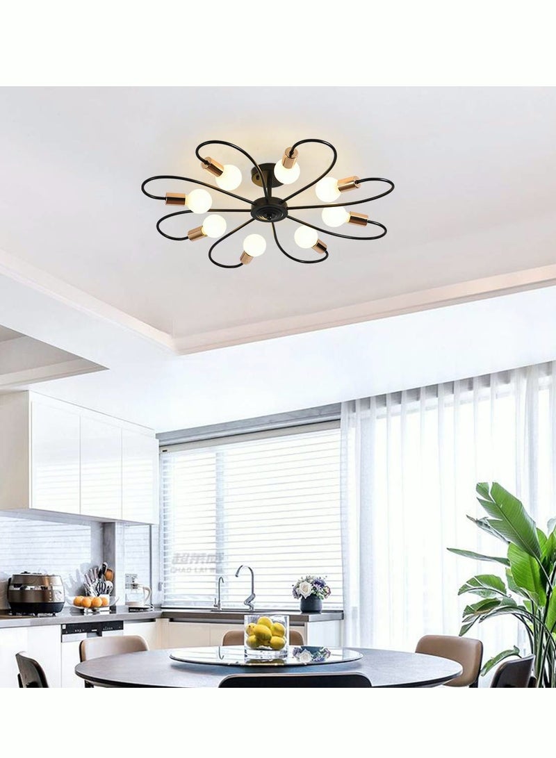 MIXDE 8-Light Semi Flush Ceiling Light Modern Sputnik Chandeliers Mid-Century Metal Pendant Lighting Industrial Vintage Ceiling Lamp Fixture for Kitchen Dining Living Room Bedroom（Bulb not included） - Image 4