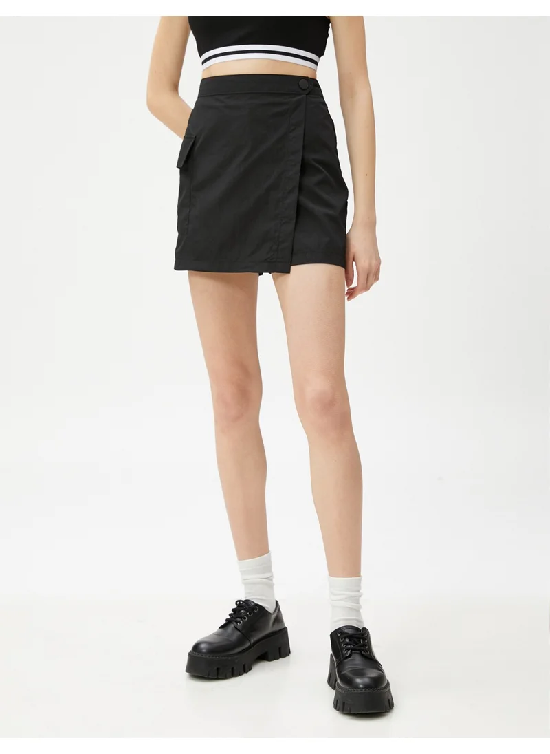 KOTON Mini Shorts Skirt with Cargo Pocket and Cover