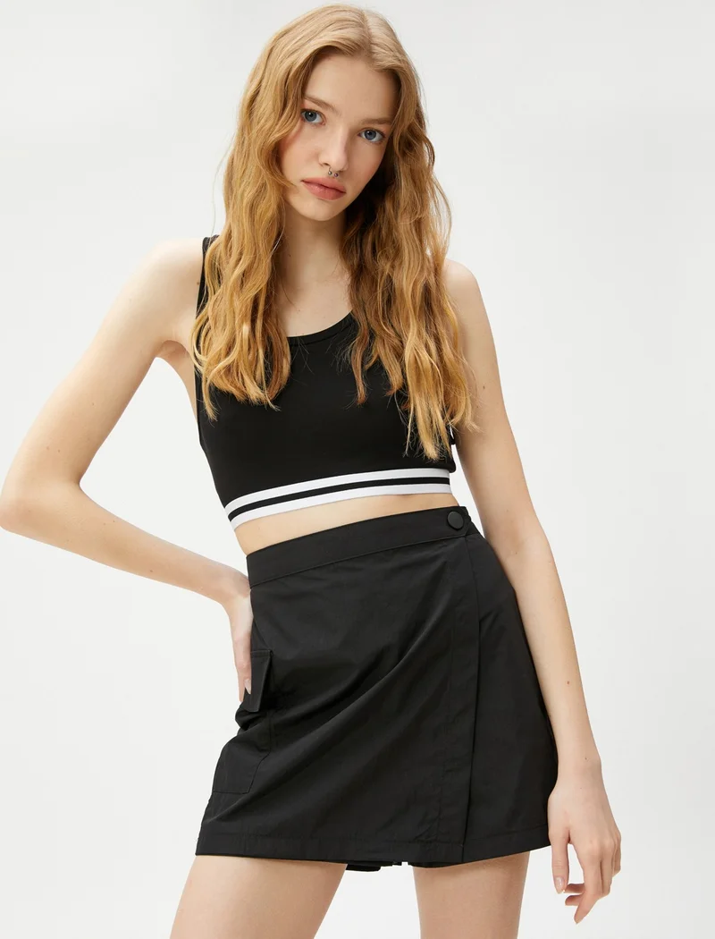 كوتون Mini Shorts Skirt with Cargo Pocket and Cover