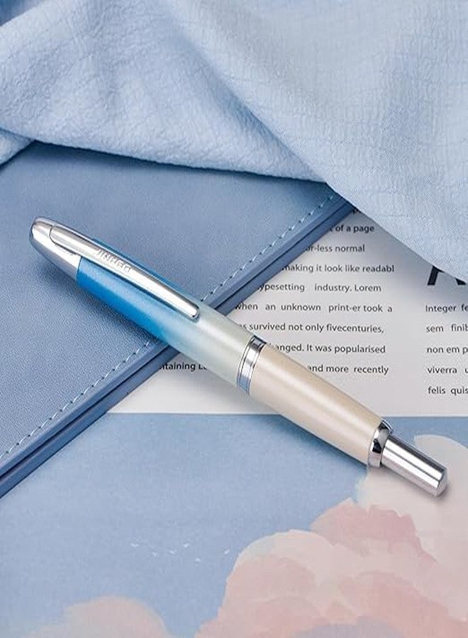 LUOSHI Jinhao 10 Capless Fountain Pen, Gradient Blue Retractable Fine Nib with Ink Converter Limited Edition Set - Image 3