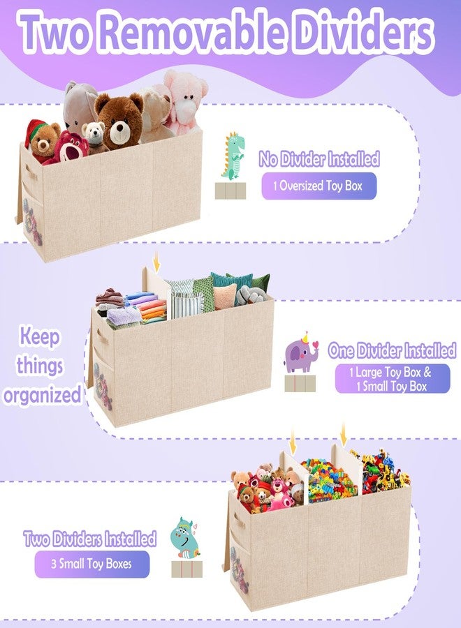 Rocamdo Extra Large Toy Box, Collapsible Storage Bins with Lids, Toy Storage Organizer Toddler Bin Boxes for Kids, Boys, Girls, 40"x14"x16"Toy Chest Baskets for Nursery, Living Room, Playroom, Bedroom, Beige - Image 3