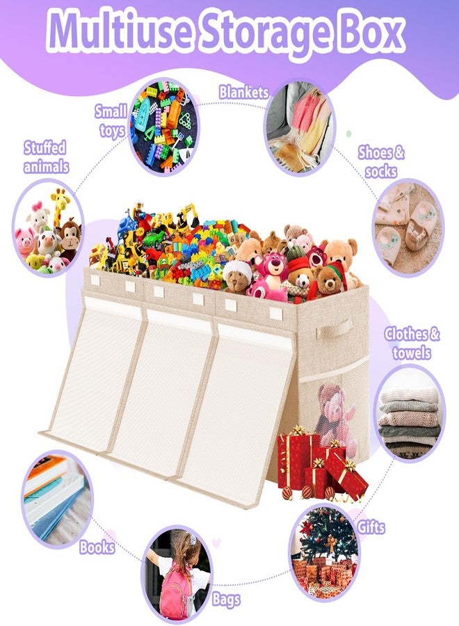 Rocamdo Extra Large Toy Box, Collapsible Storage Bins with Lids, Toy Storage Organizer Toddler Bin Boxes for Kids, Boys, Girls, 40"x14"x16"Toy Chest Baskets for Nursery, Living Room, Playroom, Bedroom, Beige - Image 4