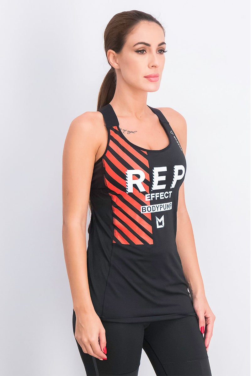 Reebok Women Padded Sleeveless Graphic Tank, Black Combo - Image 4