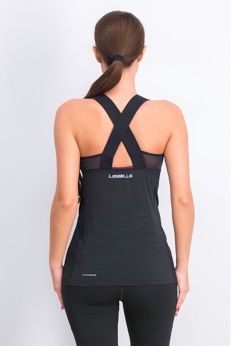 Reebok Women Padded Sleeveless Graphic Tank, Black Combo - Image 3