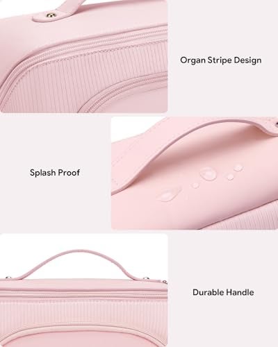 Lotour Makeup Bag Organizer Travel Cosmetic Bag, Large Capacity Skincare Bag for Women Girls, Portable Pouch Open Flat Toiletry Bag for Travel Essentials Toiletries Accessories - Image 4