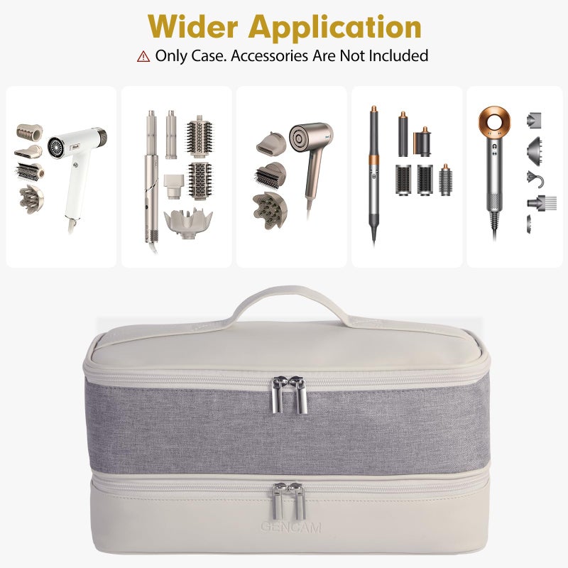 GENCAM Double-Layer Airwrap Travel Case for Shark Flexstyle, Carrying Case for Shark 430/440 Flexstyle, Travel Bag for Shark Flexstyle/Dyson Airwrap Styler and Attachments (light grey) - Image 5