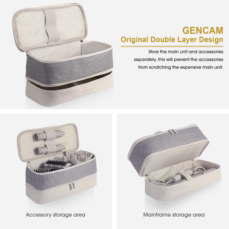 GENCAM Double-Layer Airwrap Travel Case for Shark Flexstyle, Carrying Case for Shark 430/440 Flexstyle, Travel Bag for Shark Flexstyle/Dyson Airwrap Styler and Attachments (light grey) - Image 2