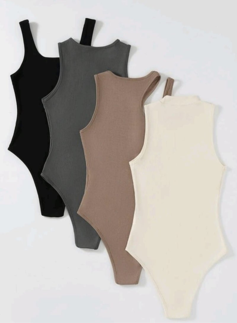 4-Piece Bodysuit Set with Distinctive Designs - Image 1