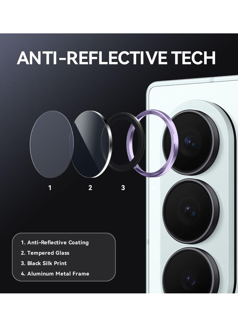 Wtech Samsung Galaxy Z Fold7 5G 2025 Premium Alloy Ring Camera Lens Tempered Glass Protector Shield (MLGICR) - Clear/Purple - Image 3