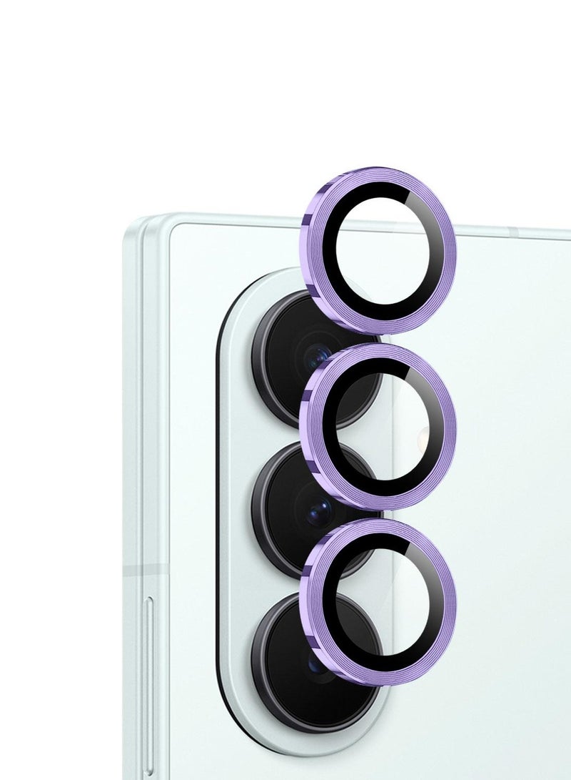 Wtech Samsung Galaxy Z Fold7 5G 2025 Premium Alloy Ring Camera Lens Tempered Glass Protector Shield (MLGICR) - Clear/Purple - Image 1