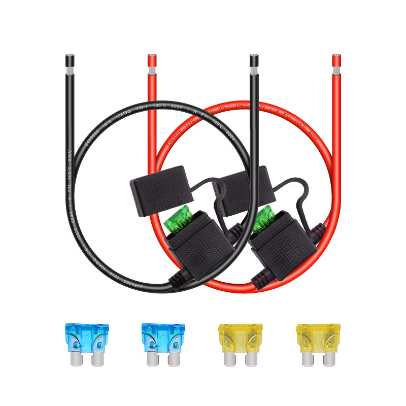iGreely 10 Gauge Fuse Holder - 10 AWG Inline Heavy Duty Wire Fuse Holder with 30 AMP ATC/ATO Blade Fuses for Automotive Car Motorcycle Marine RV 2Ft/60CM - Image 1