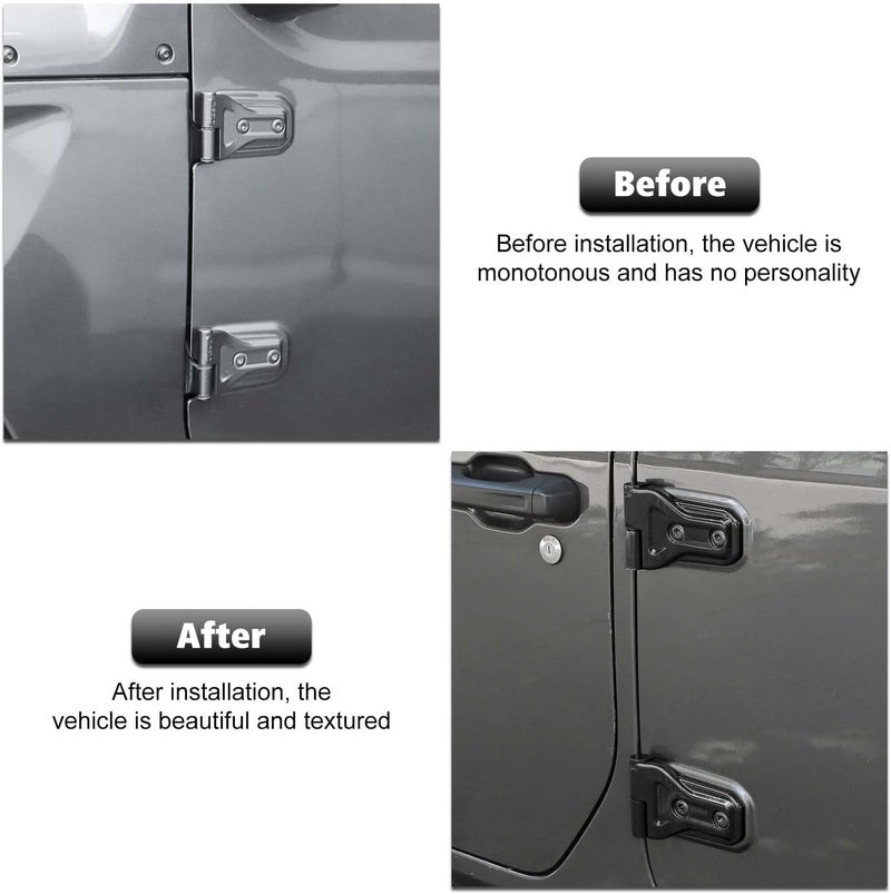 RT-TCZ Door Hinge Cover Trim for Jeep Wrangler JL JLU & Gladiator JT 2018-2024, Black, 8 Pack - Image 2