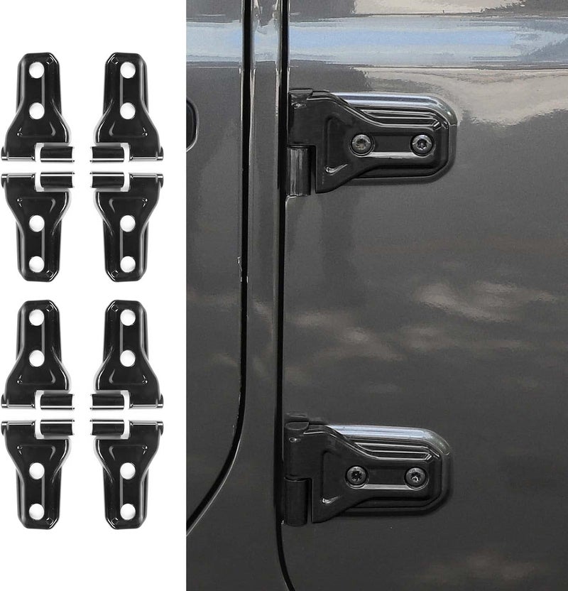 RT-TCZ Door Hinge Cover Trim for Jeep Wrangler JL JLU & Gladiator JT 2018-2024, Black, 8 Pack - Image 1