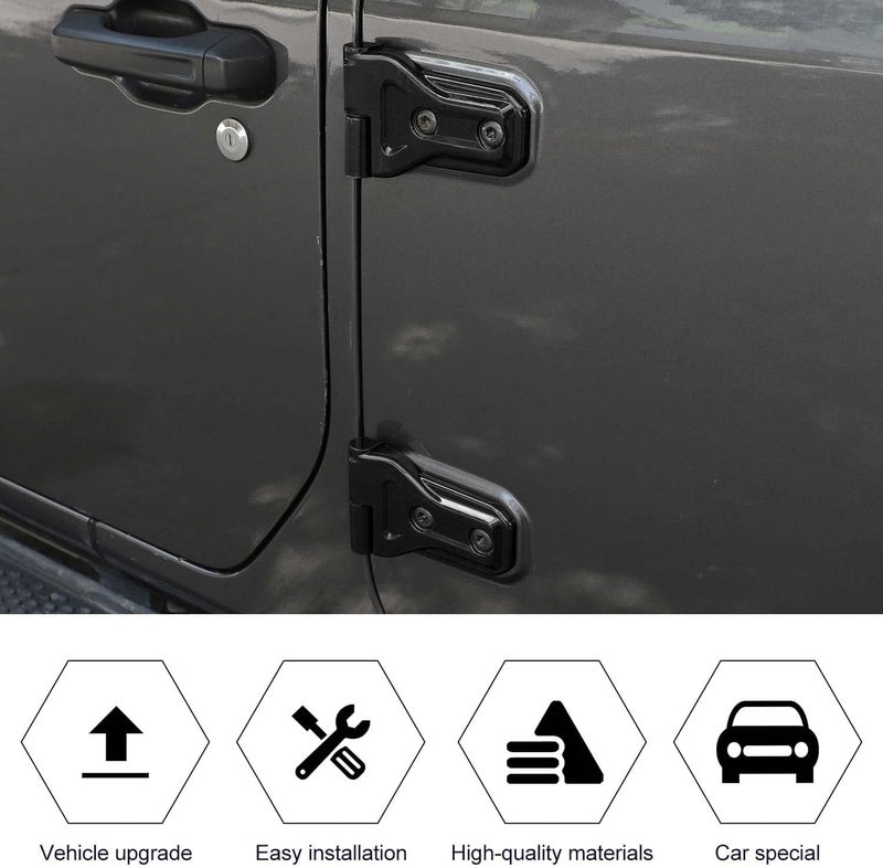 RT-TCZ Door Hinge Cover Trim for Jeep Wrangler JL JLU & Gladiator JT 2018-2024, Black, 8 Pack - Image 4