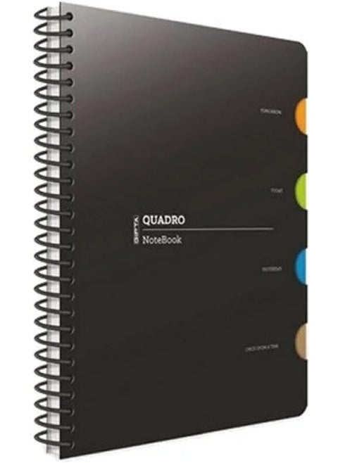 Gıpta Quadro A4 150 Sheets Lined Notebook with 4 Separators and Spiral Plastic Cover