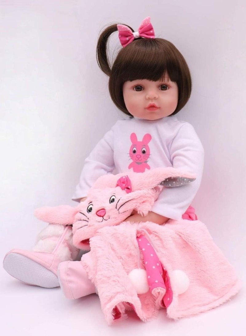 Reborn Baby Doll With Plush Toy 19Inch Eye Color Selection, Pacifier And Bottle 19inch  - Image 3