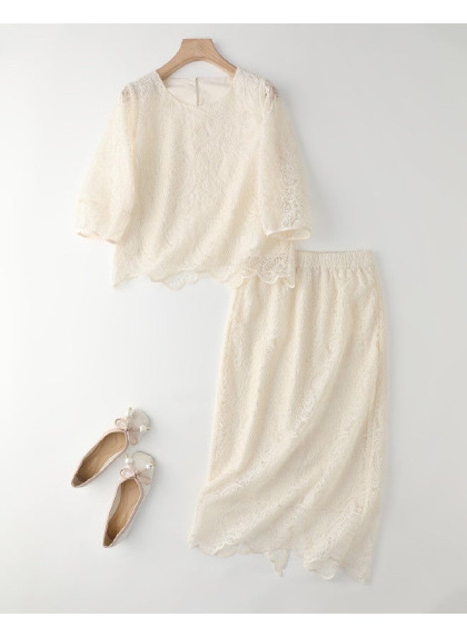 XINYANG New Chinese Style Lace Blouse And Skirt Set 2025 Summer Two-piece Outfit - Image 1