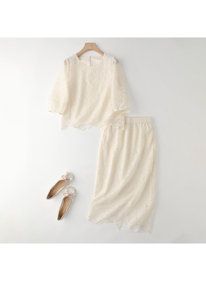 XINYANG New Chinese Style Lace Blouse And Skirt Set 2025 Summer Two-piece Outfit - Image 2