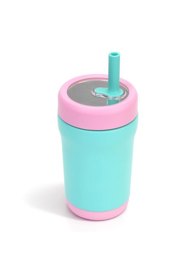 Zukro Kids Insulation Stainless Steel Tumbler with Spill Resistant Flexible Straw, Kids Water Bottle, Great for Travel, Dishwasher Safe, 12 Oz, Mint - Image 1