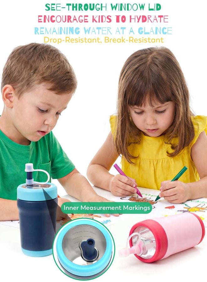 Zukro Kids Insulation Stainless Steel Tumbler with Spill Resistant Flexible Straw, Kids Water Bottle, Great for Travel, Dishwasher Safe, 12 Oz, Mint - Image 3