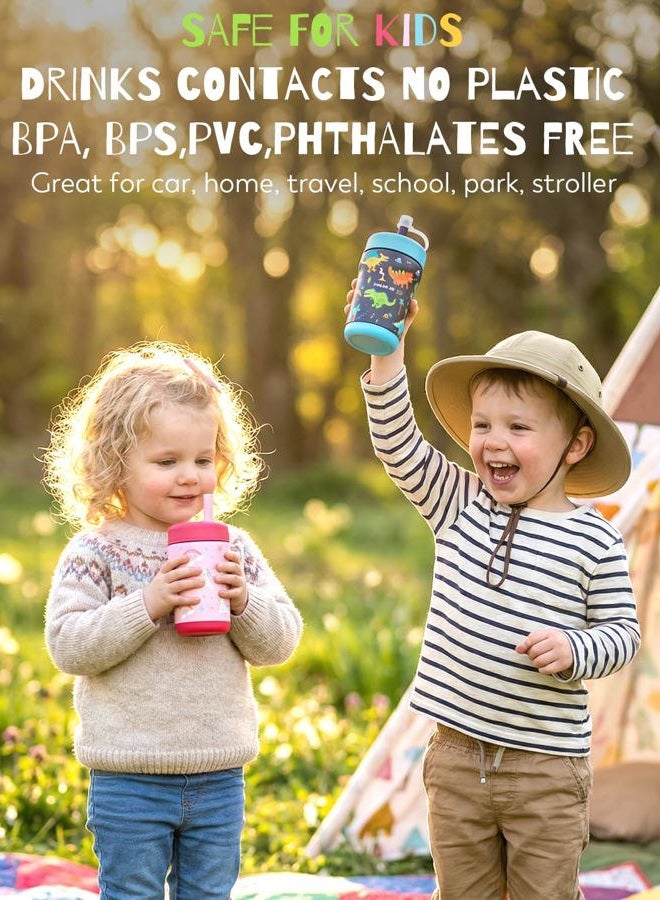 Zukro Kids Insulation Stainless Steel Tumbler with Spill Resistant Flexible Straw, Kids Water Bottle, Great for Travel, Dishwasher Safe, 12 Oz, Mint - Image 2