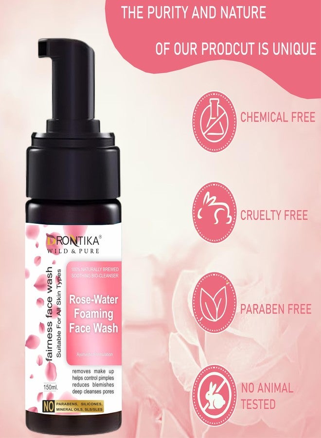 Drontika Wild & Pure Rose Brightening Foaming Face Wash| Ayurvedic and Organically Pure| 100% Natural Extracts| Suitable for All Skin Types | 150mL - Image 5