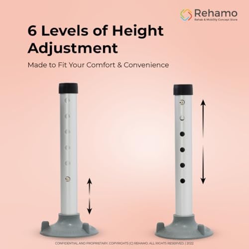 Rehamo Commode Surround with Armrests – Adjustable Toilet Safety Frame & Support Stand for Elderly | Folding Bathroom Support for Seniors | Lightweight Commode Support | 1 Year Warranty - Image 4