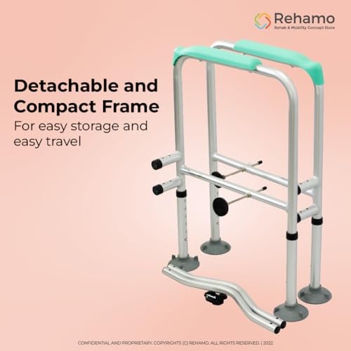 Rehamo Commode Surround with Armrests – Adjustable Toilet Safety Frame & Support Stand for Elderly | Folding Bathroom Support for Seniors | Lightweight Commode Support | 1 Year Warranty - Image 5