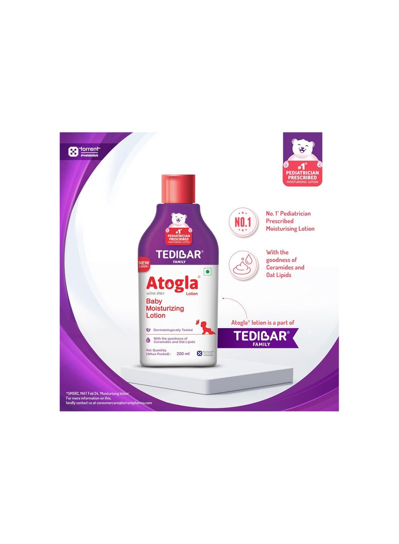 Atogla Baby Lotion 200ml from Tedibar Family | No. 1* Pediatrician prescribed Moisturising Lotion- By Torrent Pharma