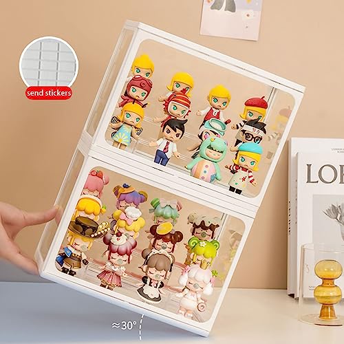 WMM Glass Display Case for Figures with Light 2 Tier Clear Display Stand for Collectibles Stackable Assemble Display Box for Action Figures Toys Dustproof Clear Storage Box Showcase for Pop Mart - Image 3