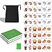 GRACIAS 2 Players Mahjong Block Set Mahjong Tile Game with 50 Premium Green Tiles30mm Animal and Food Pattern Portable Mahjongg Set with A Carry Bag - Image 3