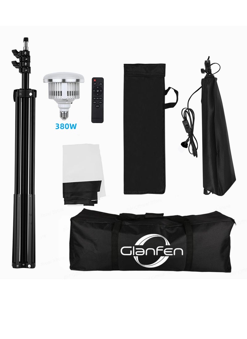Glanfen - Studio Photography Lighting Kit with 380W 3 Colors Remote LED Bulbs,SoftBoxes and Carry Bag for Video Recording, Portraits Shooting - Image 1