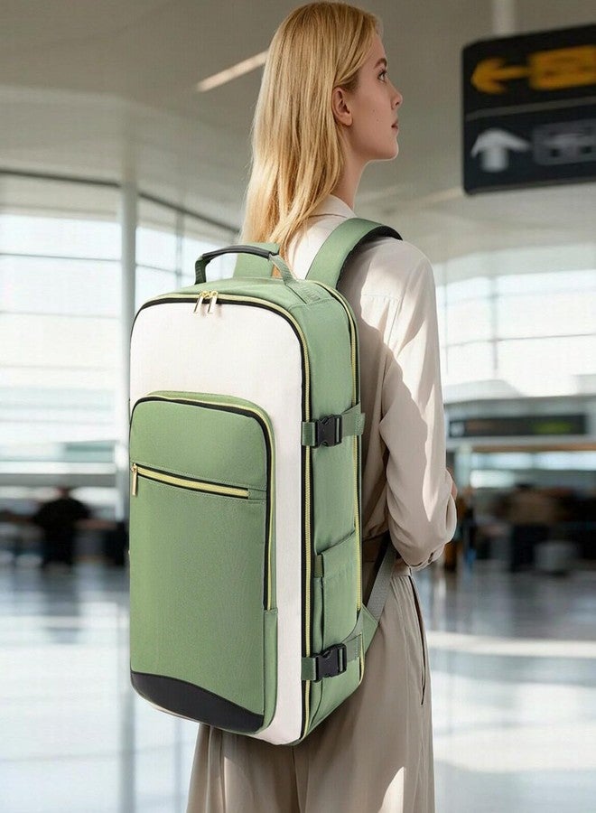 GAEKEAO Travel Backpack for Women & Men Carry on Backpack fits 17" Laptop Flight Approved Personal Item Travel Bag with 3 Packing Cubes，Business Causal Weekender Green - Image 2