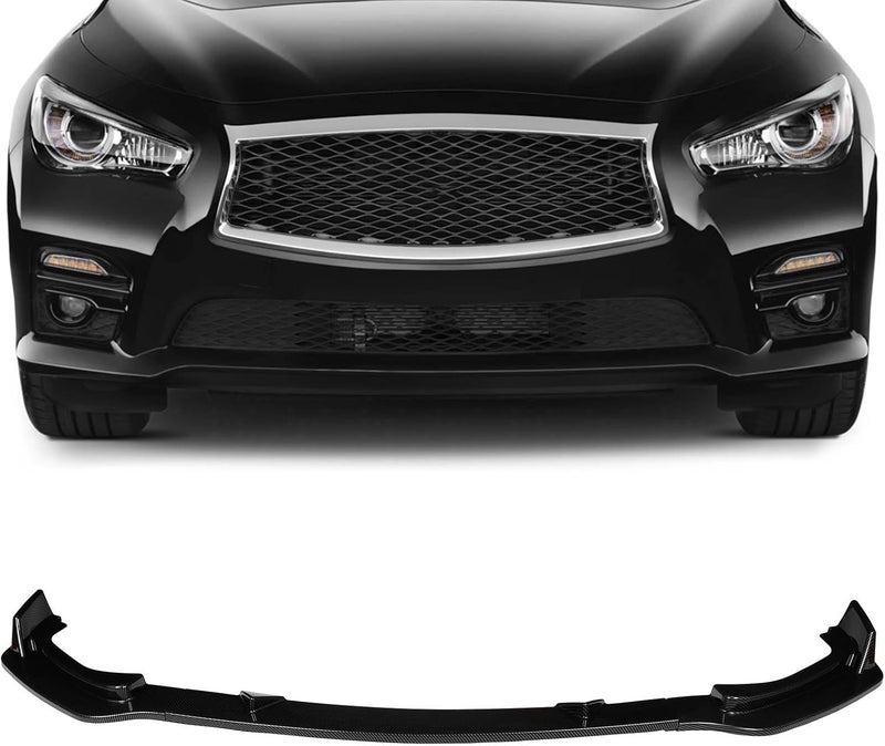 SCITOO سبويلر أمامي يناسب 2014-2017 إنفينيتي Q50 قاعدة مظهر كربوني لامع - Image 1