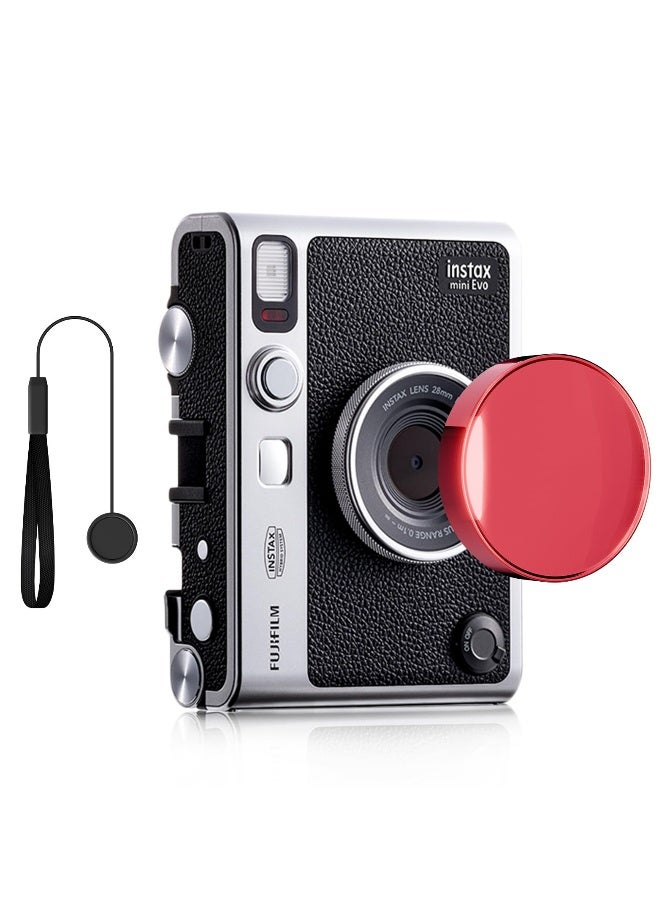 Lens Cap for Fujifilm Instax Mini Evo, Fuji Mini Accessories for Fuji Instax Mini Evo Lens Cover, PC Material Mini Evo Lens Cap with Flocking Internal - Red - Image 1