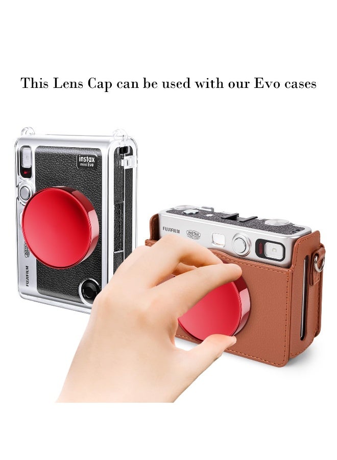 Lens Cap for Fujifilm Instax Mini Evo, Fuji Mini Accessories for Fuji Instax Mini Evo Lens Cover, PC Material Mini Evo Lens Cap with Flocking Internal - Red - Image 5