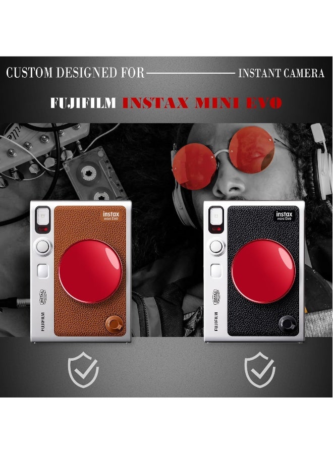 Lens Cap for Fujifilm Instax Mini Evo, Fuji Mini Accessories for Fuji Instax Mini Evo Lens Cover, PC Material Mini Evo Lens Cap with Flocking Internal - Red - Image 2