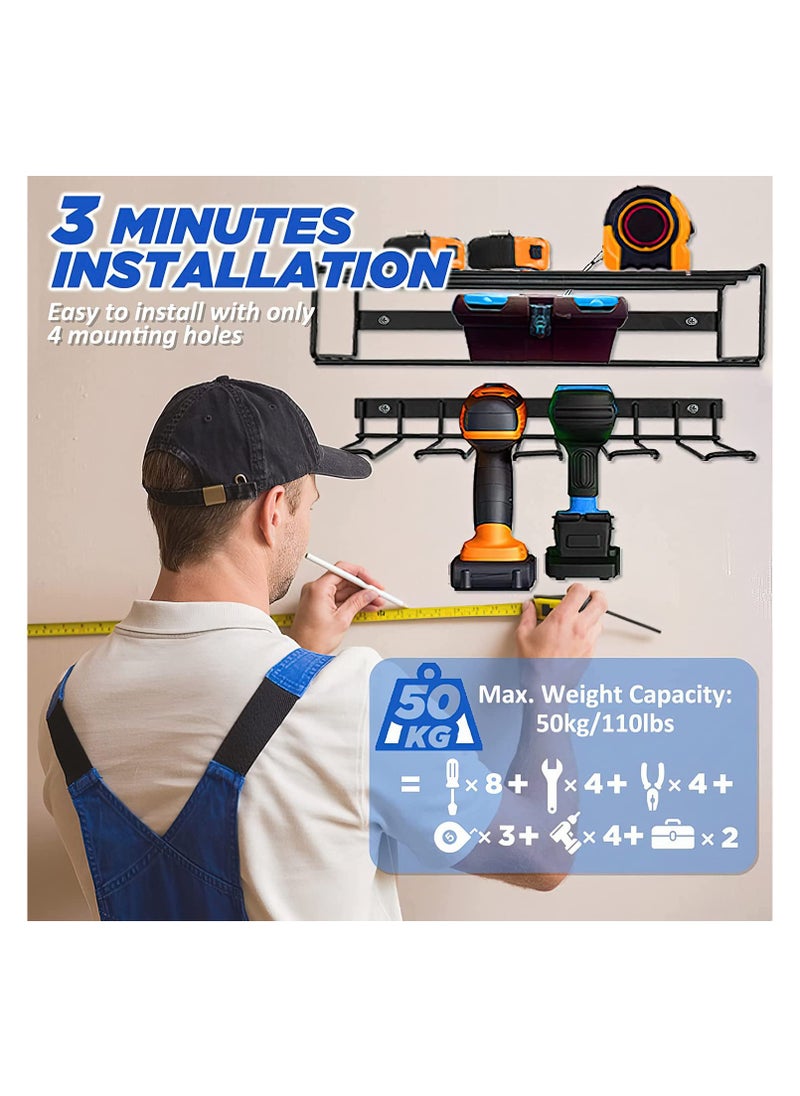ELIKLIV - ELIKLIV Power Tool Organizer Wall Mounted  2 Layer Garage Organization Floating Cordless Drill Holder Heavy Duty Tool Organizers and Storage - Image 1