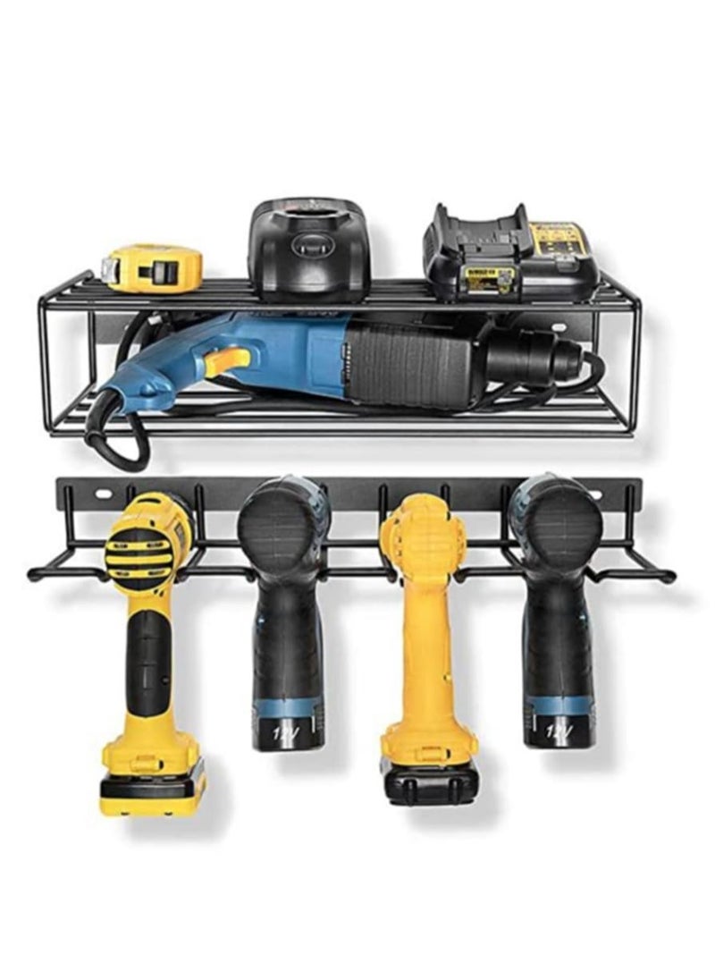 ELIKLIV - ELIKLIV Power Tool Organizer Wall Mounted  2 Layer Garage Organization Floating Cordless Drill Holder Heavy Duty Tool Organizers and Storage - Image 1