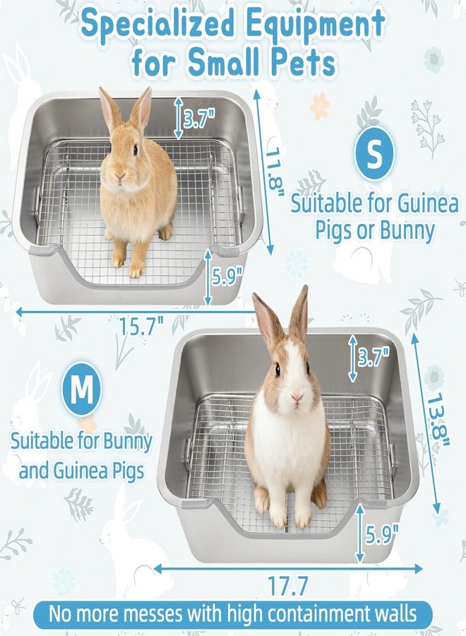 BWOGUE Stainless Steel Rabbit Litter Box with Sifting Tray, Metal Grids Bunny Litter Box, Small Animal Toilet Pan Steel Grid for Adult Guinea Pigs, Chinchillas, Ferrets, Easy to Clean, Odor Control - Image 2