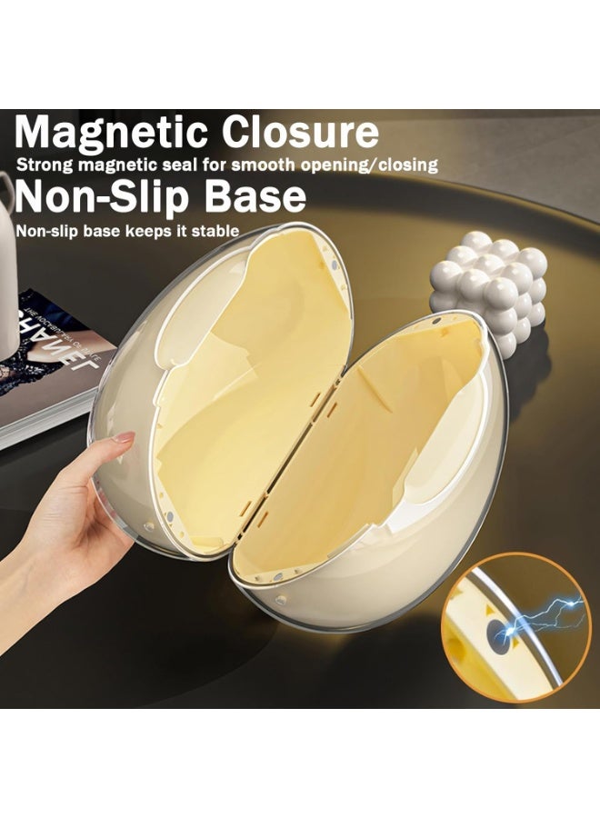 Tissue Box Cover Large Round Tissue Box Holder with Non-Slip Base Decorative Luxury Napkin Holder Modern Stylish Elegance Tissue Holder for Bathroom Toilet Bedroom Living Room Table Desk Office - Image 3