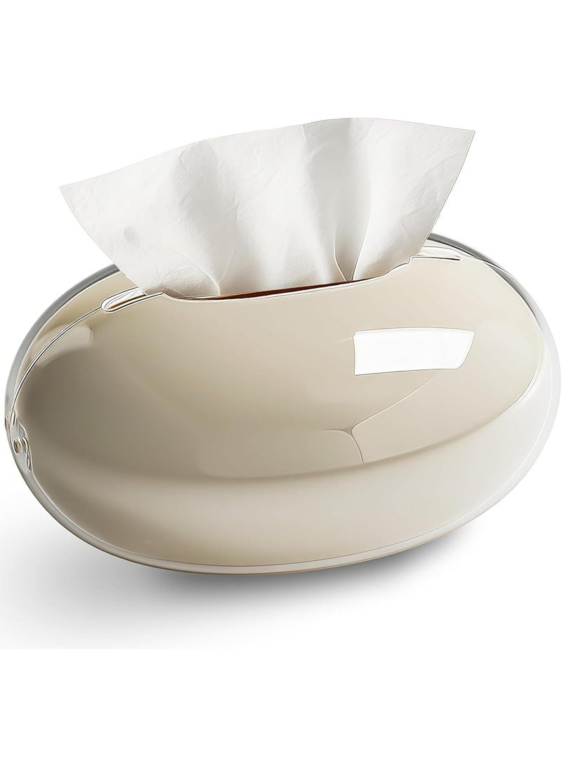 Tissue Box Cover Large Round Tissue Box Holder with Non-Slip Base Decorative Luxury Napkin Holder Modern Stylish Elegance Tissue Holder for Bathroom Toilet Bedroom Living Room Table Desk Office - Image 1